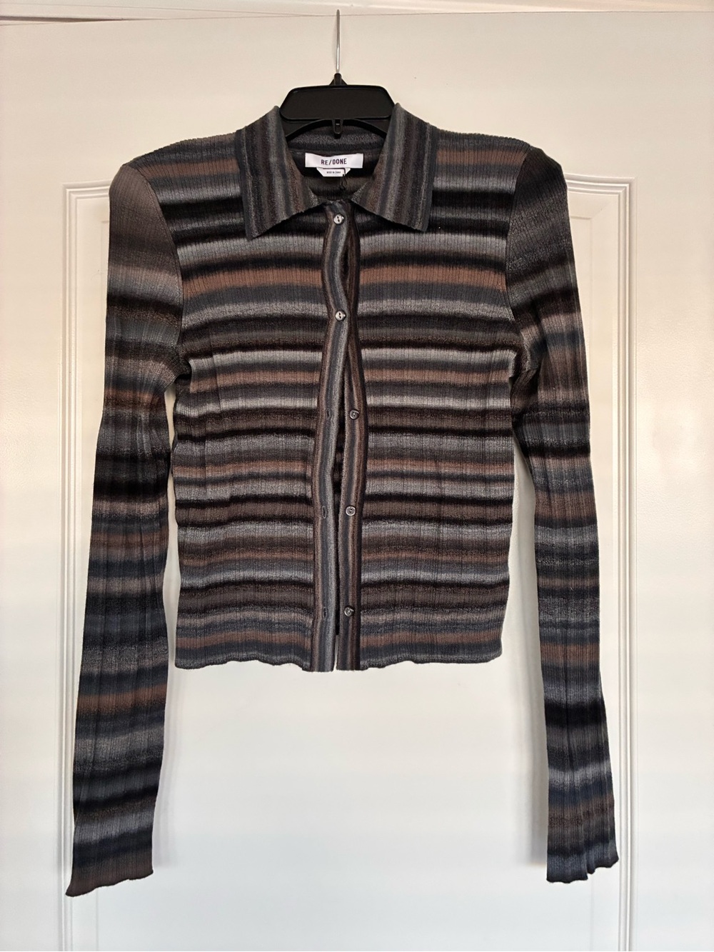 NWT Re/Done Ribbed Polo Cardigan - Picture 3 of 5